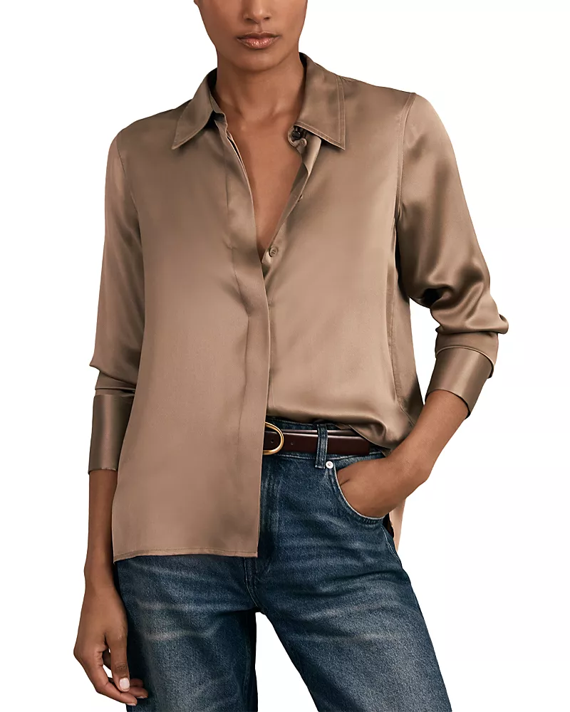 Reiss Petites Ameira Silk Satin Shirt
