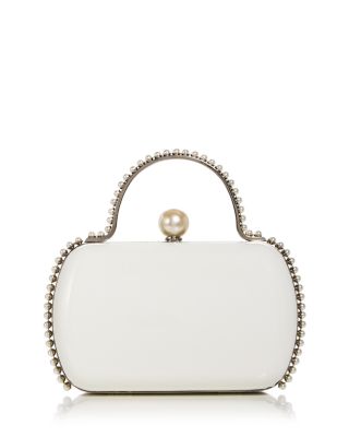 Imitation Pearl Trim Minaudiere Box Clutch - Exclusive