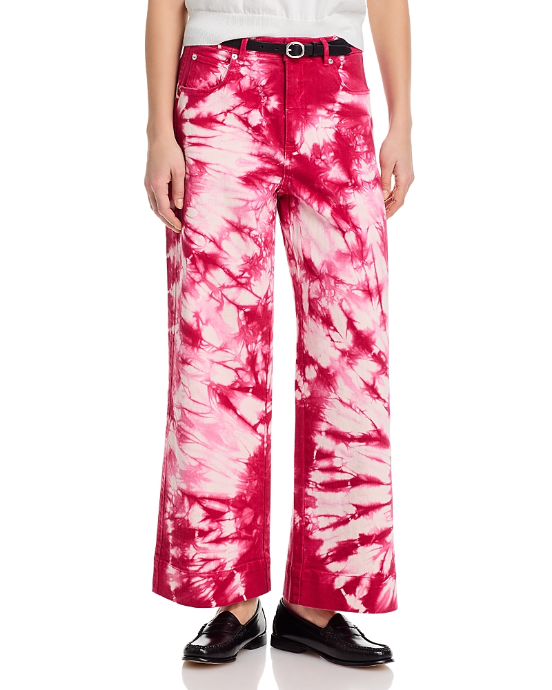 Cinq A Sept Betsy Tie Dye High Rise Wide Jeans in Goji Berry