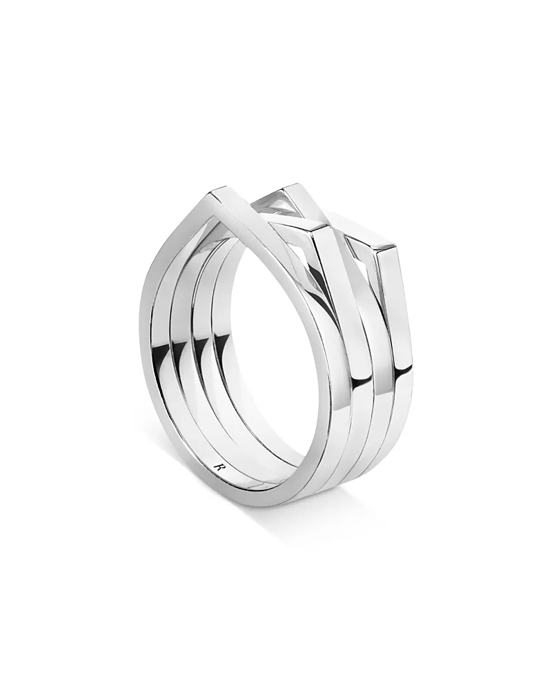 Repossi 18K White Gold Antifer V Shape Four Row Band