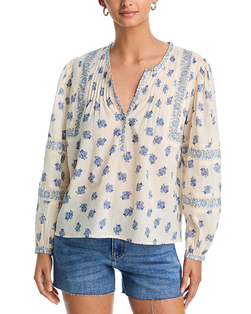 Aqua Floral Popover Top - Exclusive