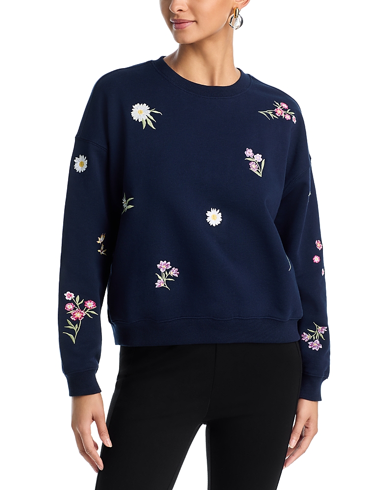 Aqua Flower Embroidered Sweatshirt - Exclusive