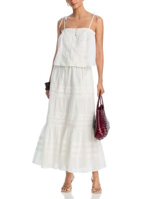 Mila Embroidered Pintucked Maxi Skirt - Exclusive
