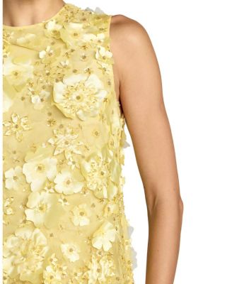  Floral Beaded Mesh Sleeveless Trapeze Mini Dress