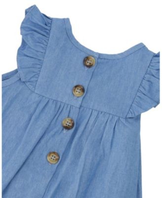Girls' Light Blue Chambray Dress and Bloomer Set - Baby