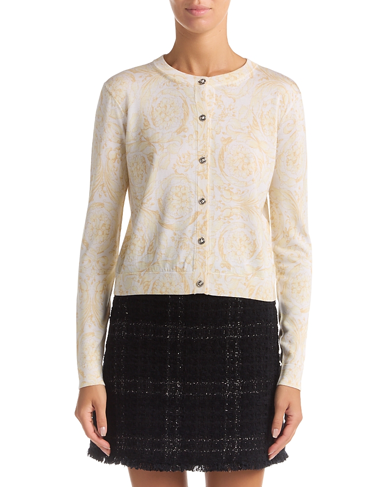 Versace Barocco Printed Silk Cardigan Sweater