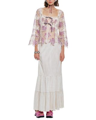 Plisse Tiered Maxi Skirt