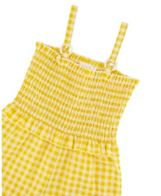 Girls' Capri Smocking Gingham Sleeveless Jumpsuit - Little Kid