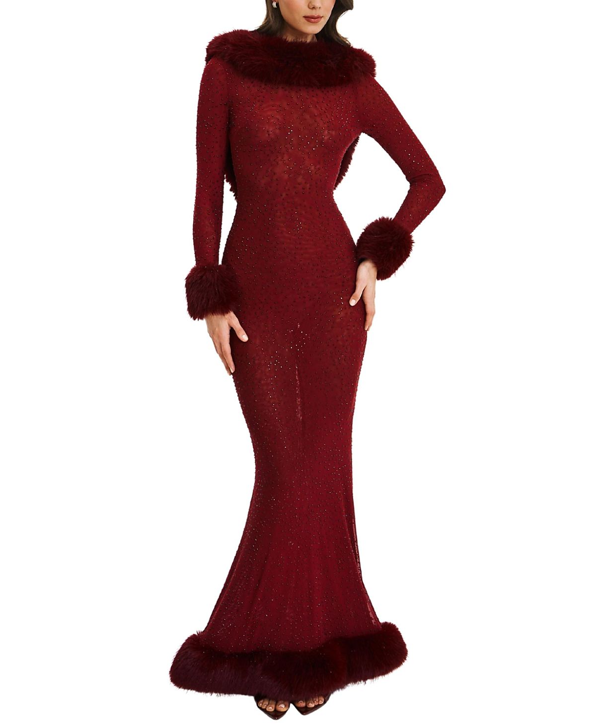 Miss Circle Mellie Regular-Length Rhinestone Mesh Low Back Mermaid Gown