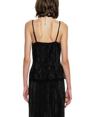  Plisse Lace Trimmed Camisole