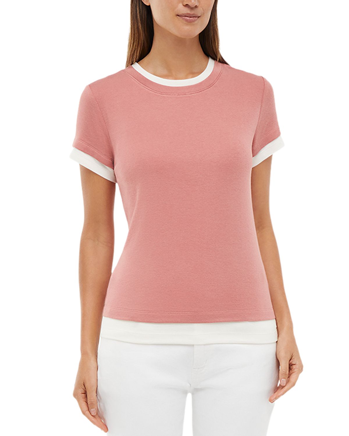 Three Dots Veronica Layered Short Sleeve Tee