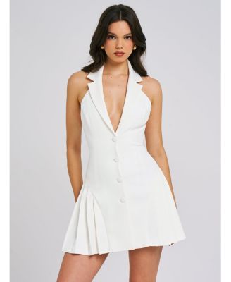  Reyna Backless Pleated Mini Blazer Dress