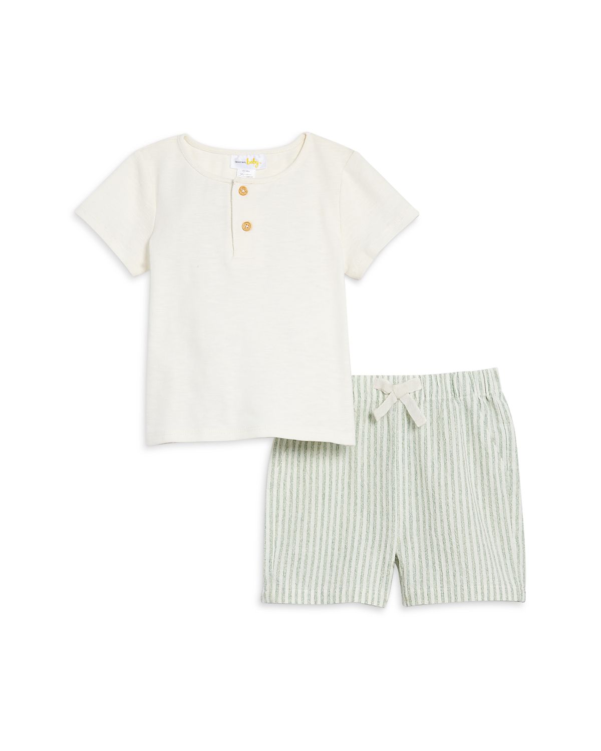 Bloomie's Baby Boys' Slub Knit Henley Tee & Striped Shorts Set, Baby - Exclusive