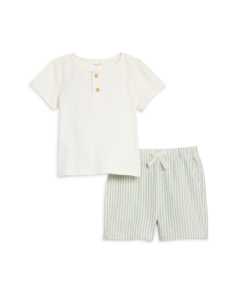 Bloomie's Baby Boys' Slub Knit Henley Tee & Striped Shorts Set, Baby - Exclusive