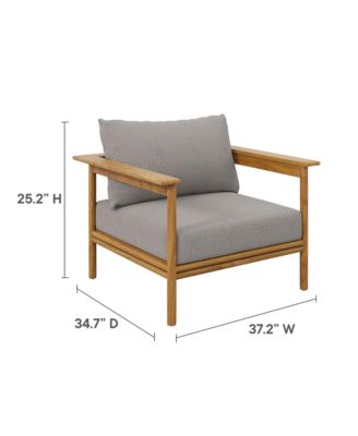 Wren Outdoor Patio Teak Wood Armchair and Ottoman, Set of 2
