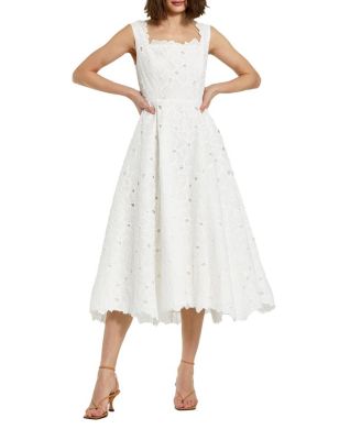  Embroidered Floral A Line Sleeveless Midi Dress