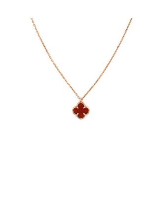  Sweet Alhambra Pendant Necklace 18K Rose Gold and Carnelian, 15.75"