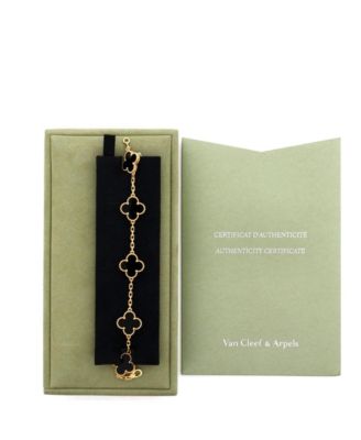  Vintage-like Alhambra 5 Motifs Bracelet 18K Gold and Onyx