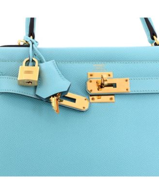 Kelly 28 Handbag Blue Epsom with Gold Hardware