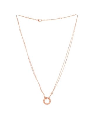  2 Diamonds Love Pendant Necklace 18K Rose Gold and Diamonds, 16"