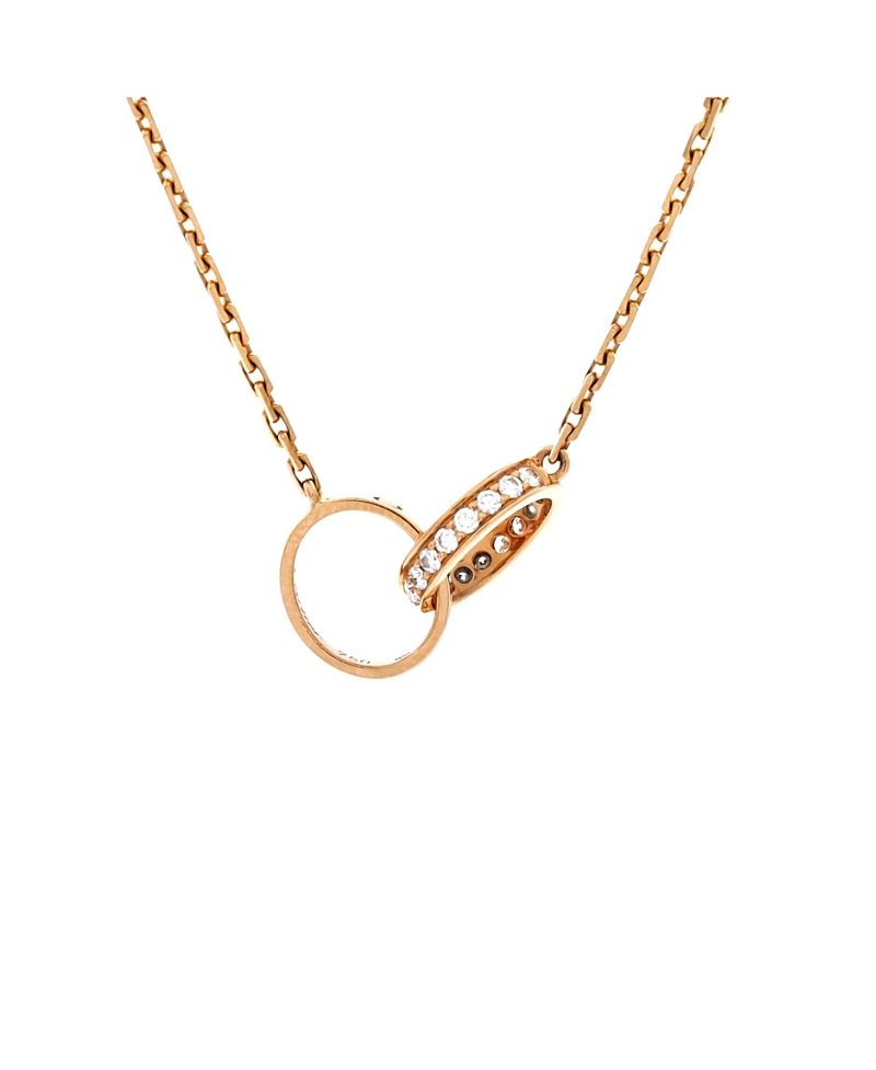 Pre-Owned Cartier Love Interlocking Necklace 18K Rose Gold with Diamonds, 17.25"