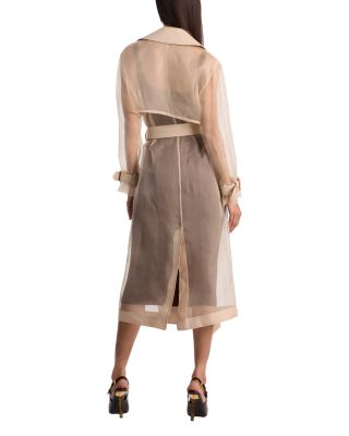 Silvia Sheer Mixed Media Trench Coat