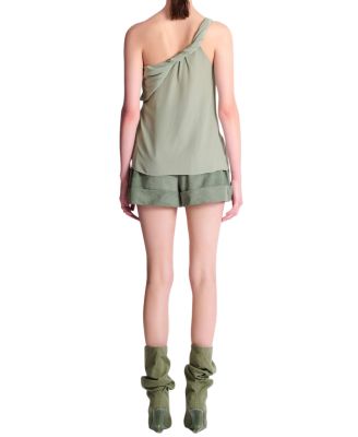  Draped One-Shoulder Silk Crepe Top