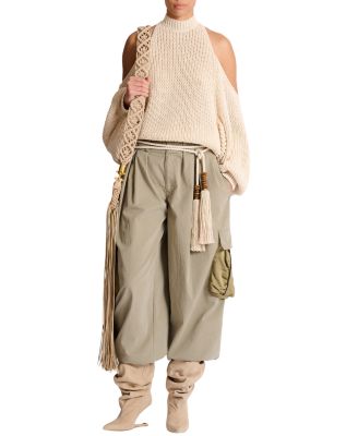  Cotton Knit Open-Shoulder Jumper