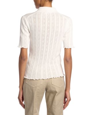Pointelle Polo Top