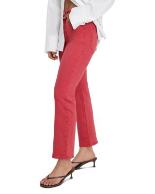 Good Icon Mid Rise Straight Leg Ankle Jeans in Cherry Red