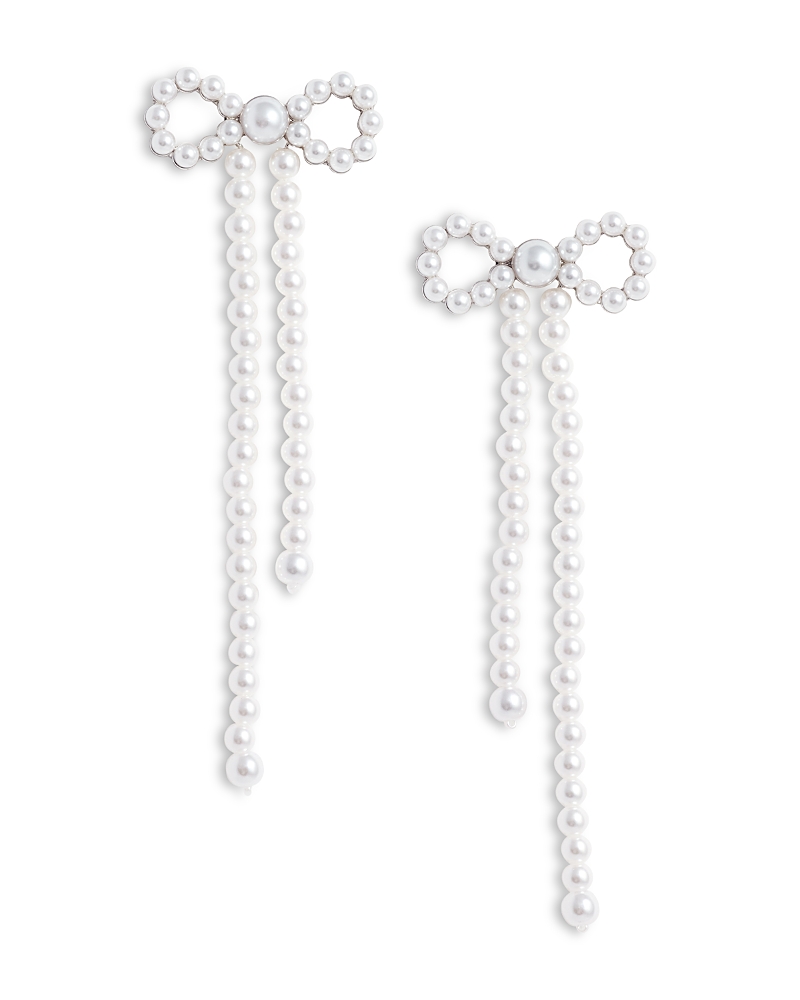 Self-Portrait Imitation Pearl Bow Dangle Earrings