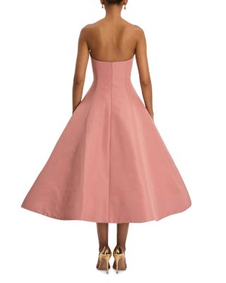 Strapless Faille Embroidered Cocktail Dress