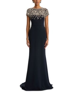 Cap Sleeve Crystal Embroidered Gown