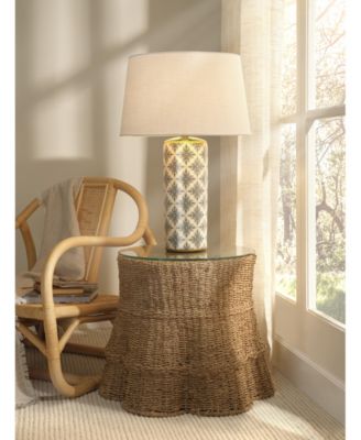  Harlequin Ceramic Table Lamp with Linen Shade