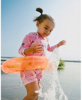 Girls' One-Piece Long Sleeve Beach Print Rashguard - Baby