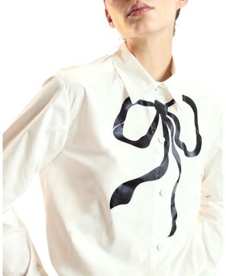  Metallic Bow Cotton Shirt