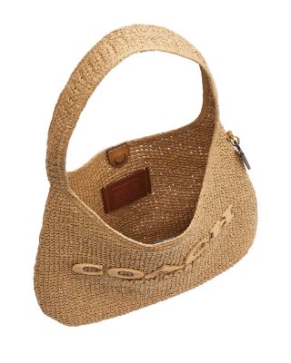 Brooklyn 34 Medium Shoulder Raffia Bag in Brown
