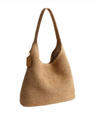 Brooklyn 39 Large Shoulder Raffia Bag in Brown