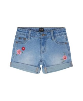 Girls' Embroidery Floral Denim Shorts - Little Kid