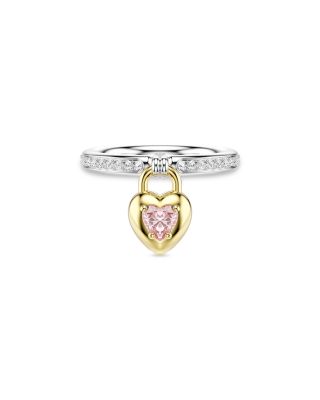 Idyllia Crystal & Cubic Zirconia Heart Charm Motif Ring