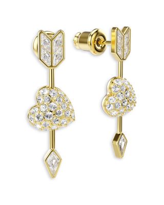 Idyllia Crystal Heart Arrow Drop Earrings