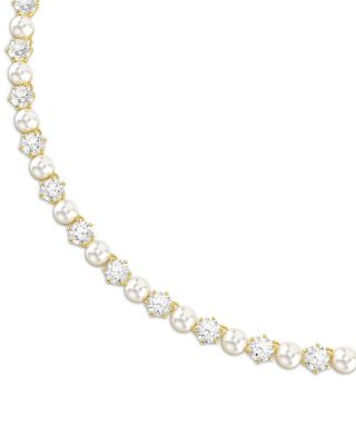 Matrix Cubic Zirconia & Imitation Pearl Tennis Necklace, 16.5-19.25"