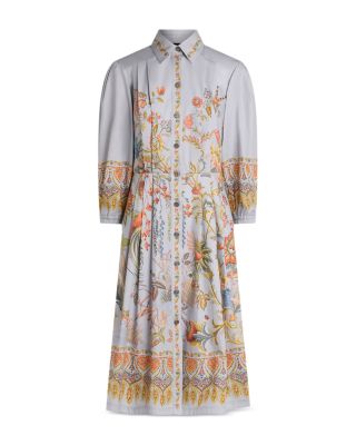 Knee Length Shirt Dress with Puffed Sleeves