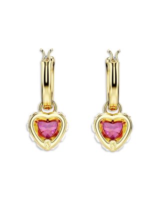 Chroma Cubic Zirconia Heart Charm Hoop Earrings