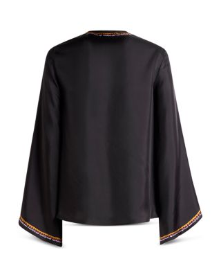 Keyhole Blouse with Flared Sleeves