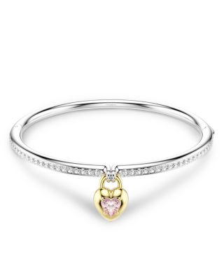 Idyllia Crystal & Cubic Zirconia Heart Charm Bangle Bracelet