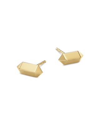 14K Yellow Gold Hexagon Stud Earrings