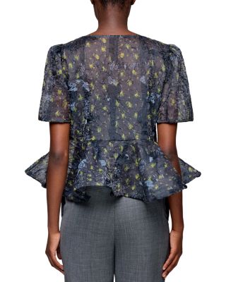 Shibori Organza Peplum Blouse