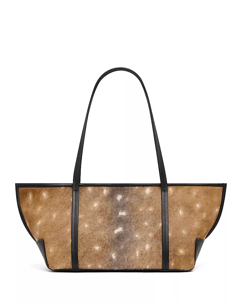 St. Agni Bateau Slim Fawn Print Calf Hair Tote