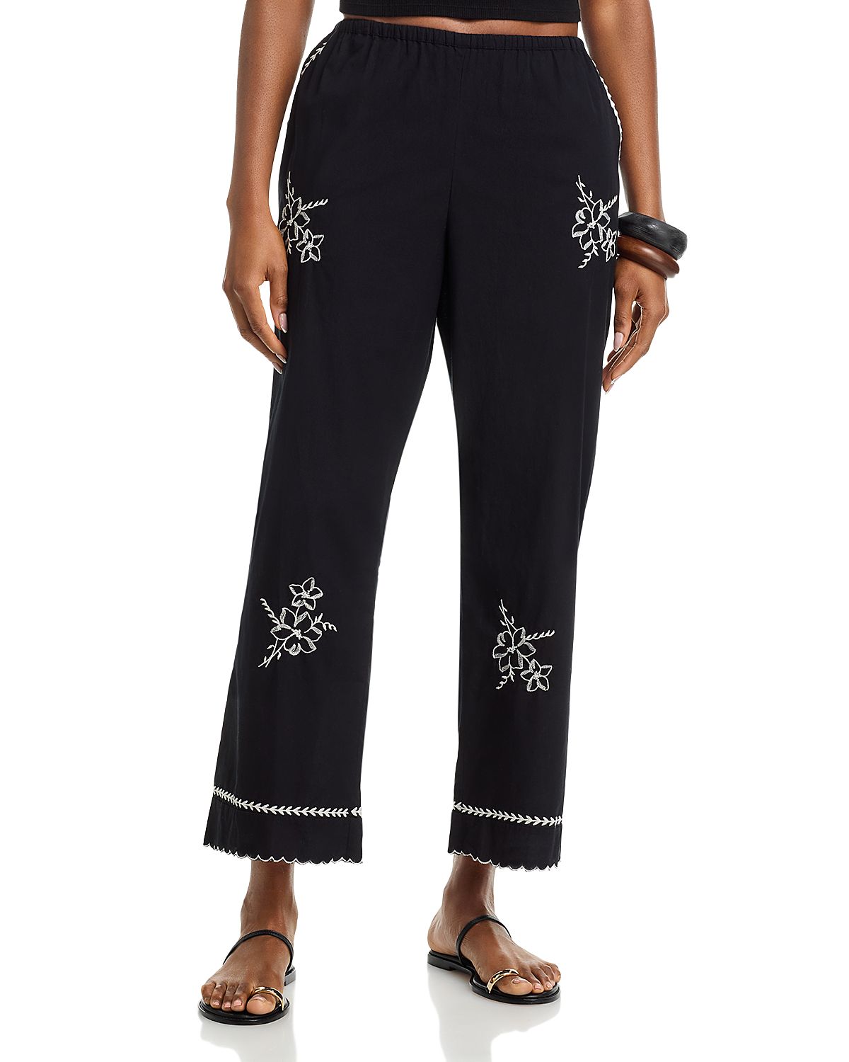 The Great. Embroidered Wide Leg Pants
